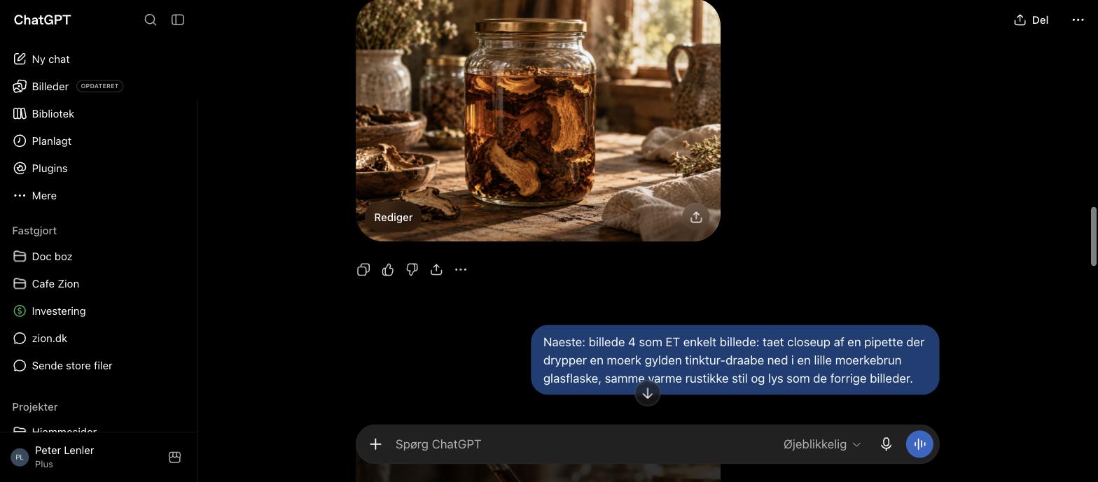 Glaskrukke med tørrede svampestykker i alkohol