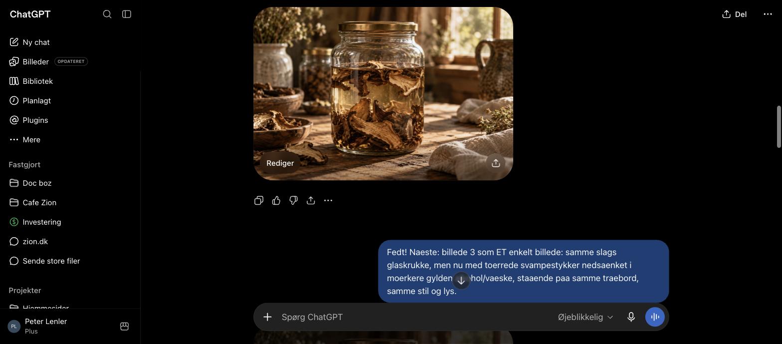 Glaskrukke med tørrede svampestykker i vand